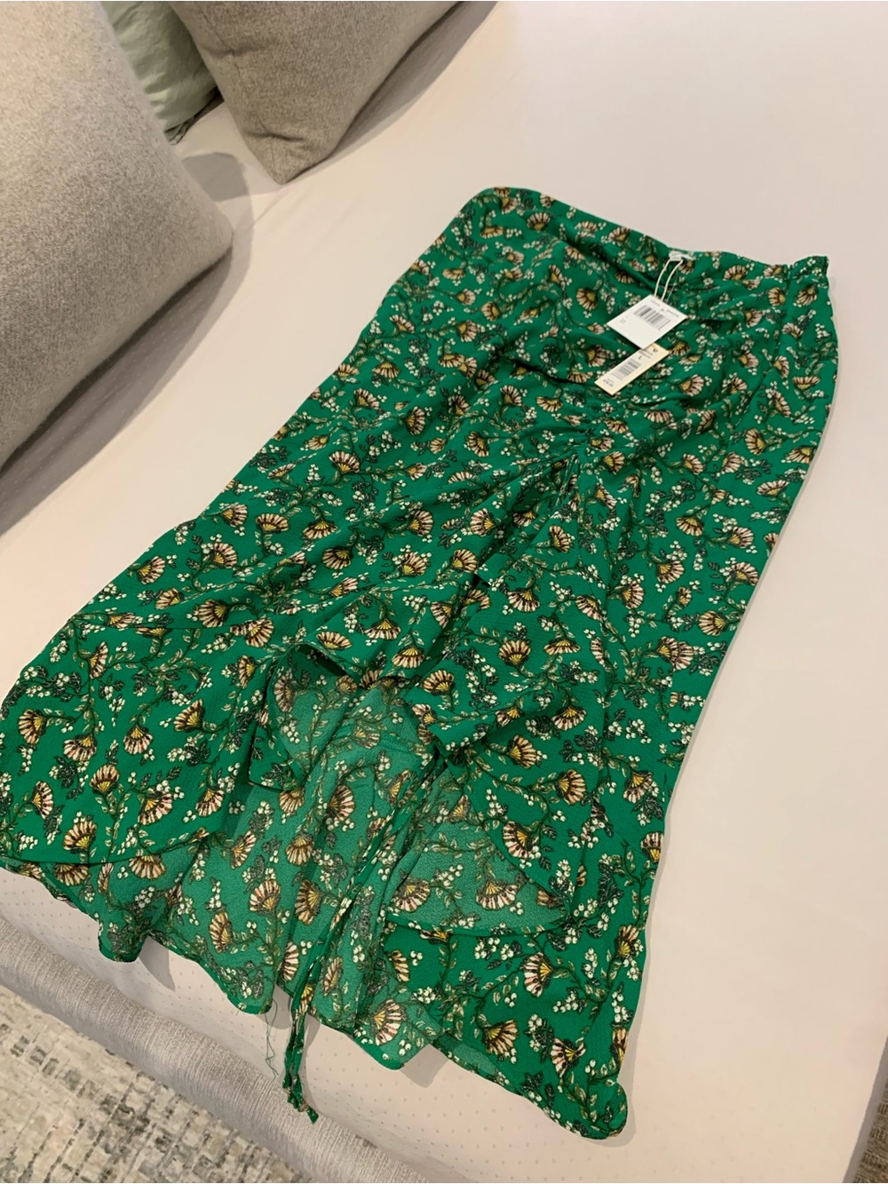 Max Studio Emerald Green Floral & Butterfly Midi Skirt